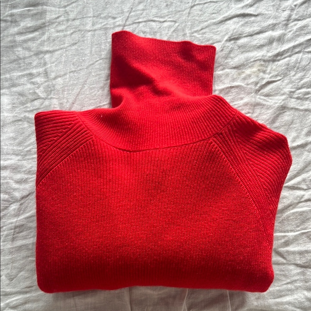 Red Turtleneck wool cashmere Sweater Dress